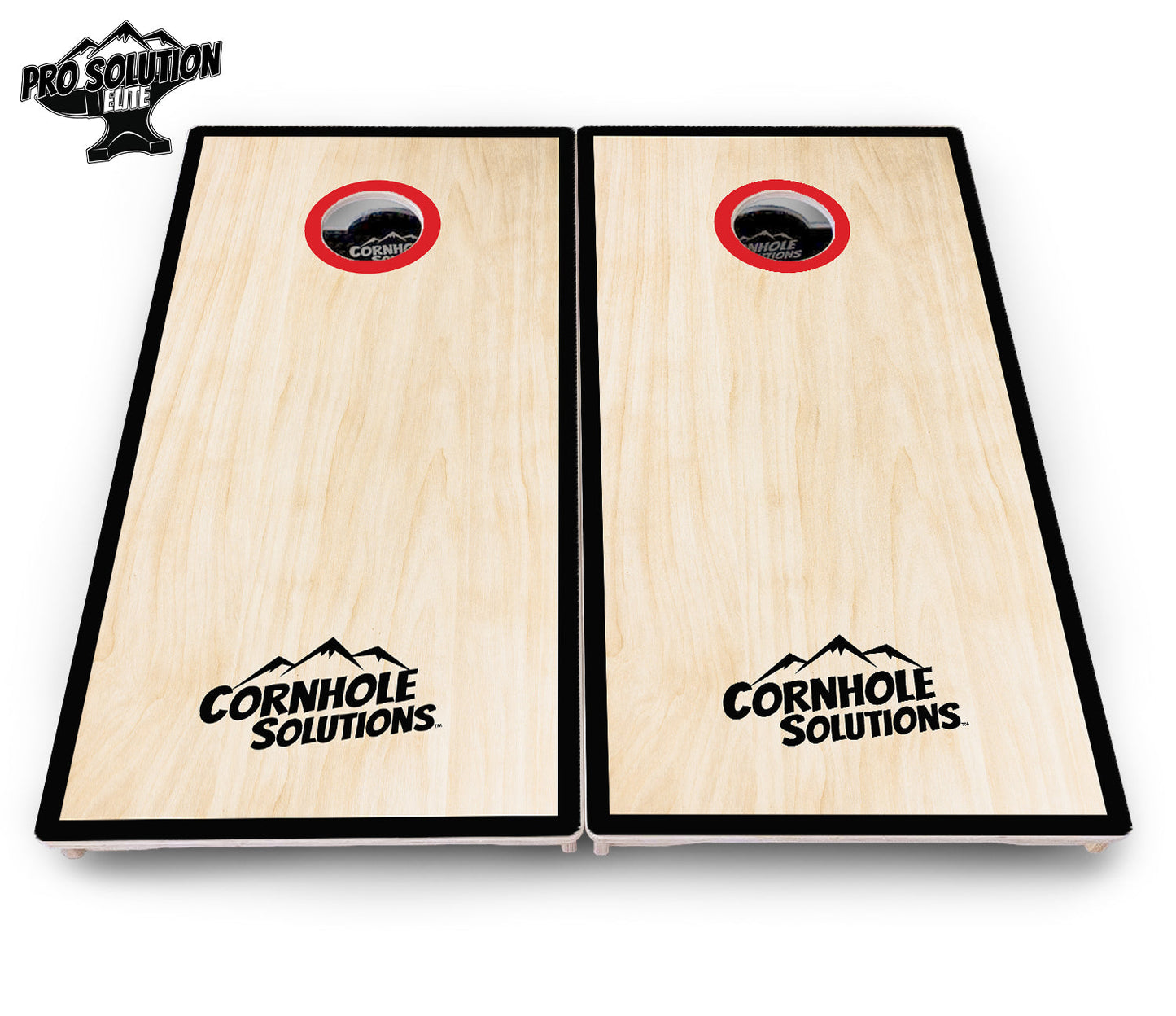 Red/Black Hole Ring Cornhole Boards - Pro Solution Elite Series