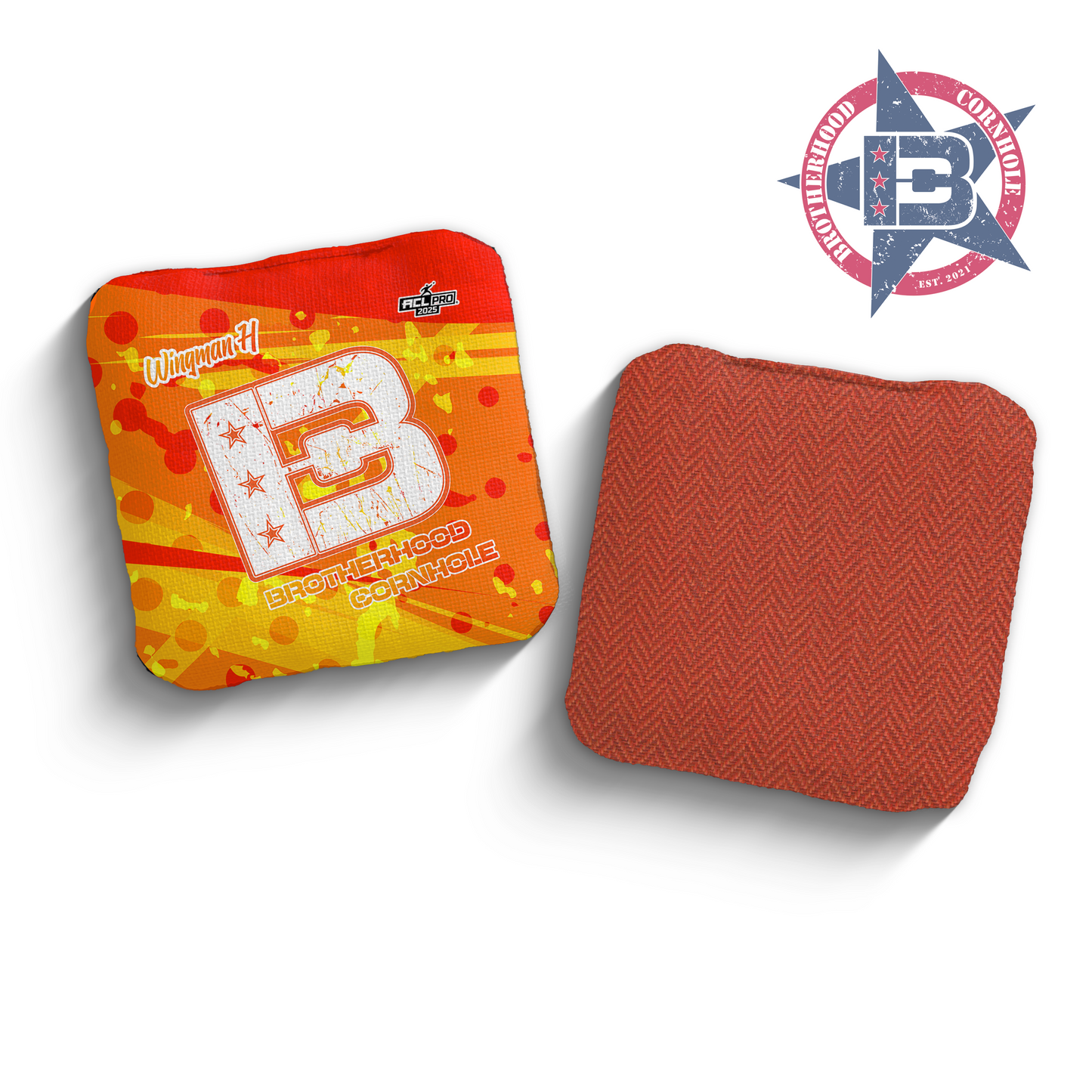 2025 Brotherhood Cornhole Wingman Orange Grunge Edition ACL Pro Stamped Cornhole Bags