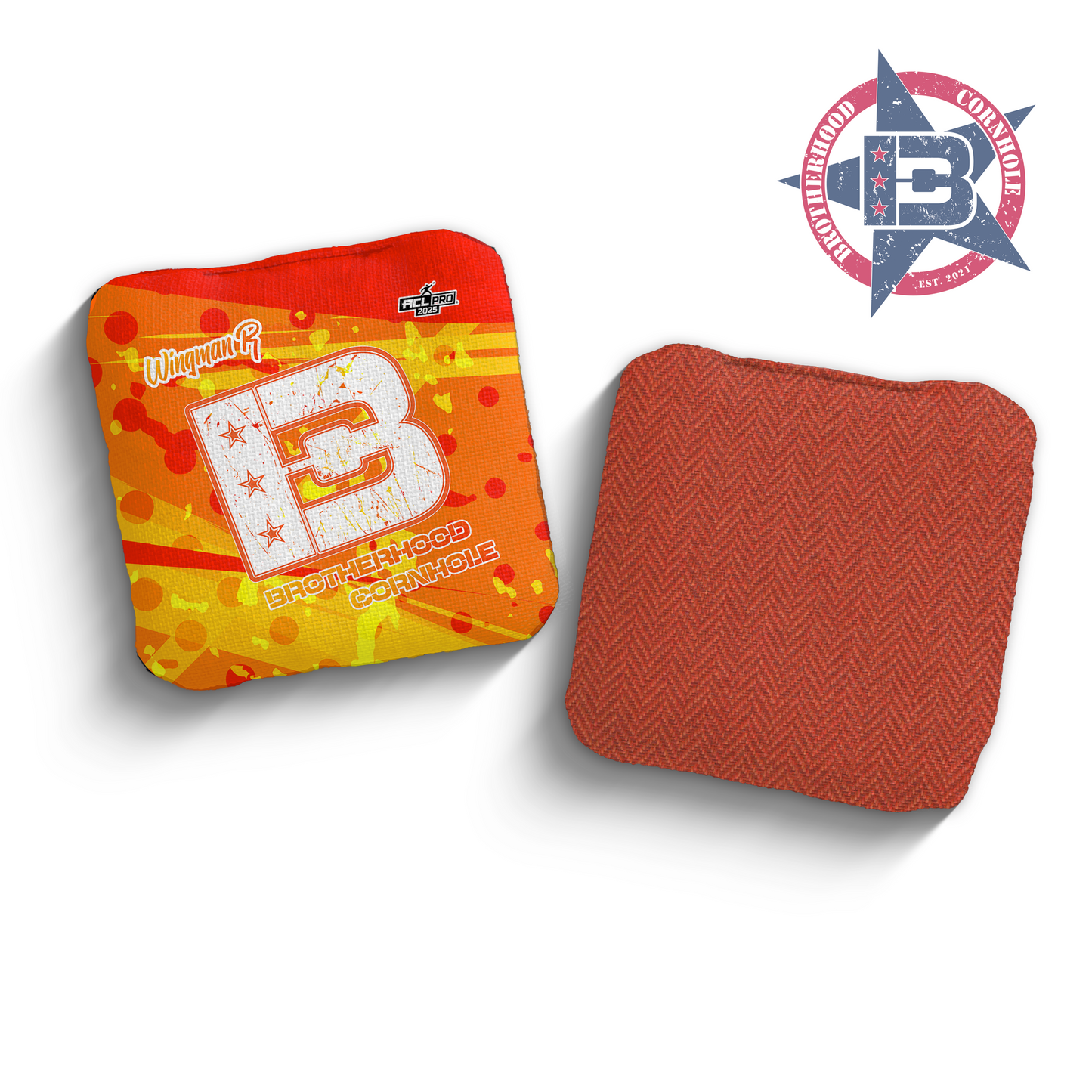 2025 Brotherhood Cornhole Wingman Orange Grunge Edition ACL Pro Stamped Cornhole Bags