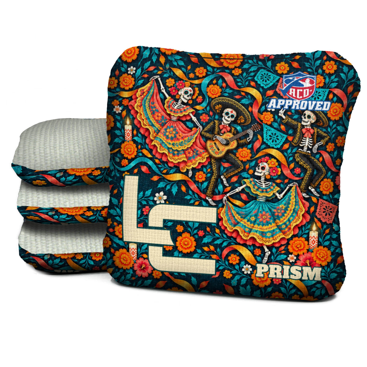 Calaca Fiesta Ribbons Cornhole Bags - Multiple Series - Set of 4