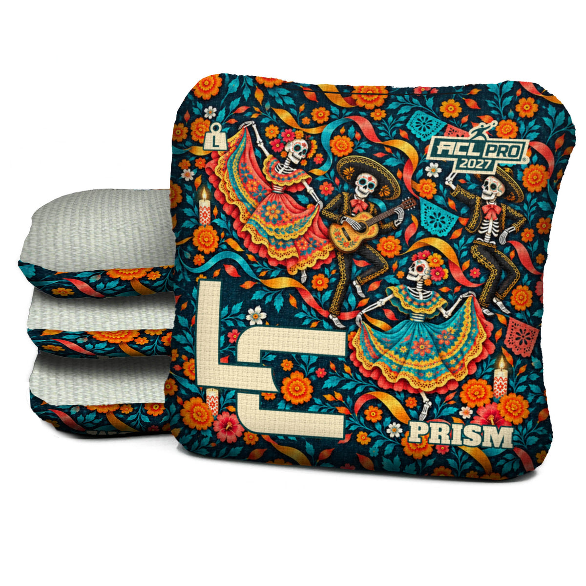 Calaca Fiesta Ribbons Cornhole Bags - Multiple Series - Set of 4