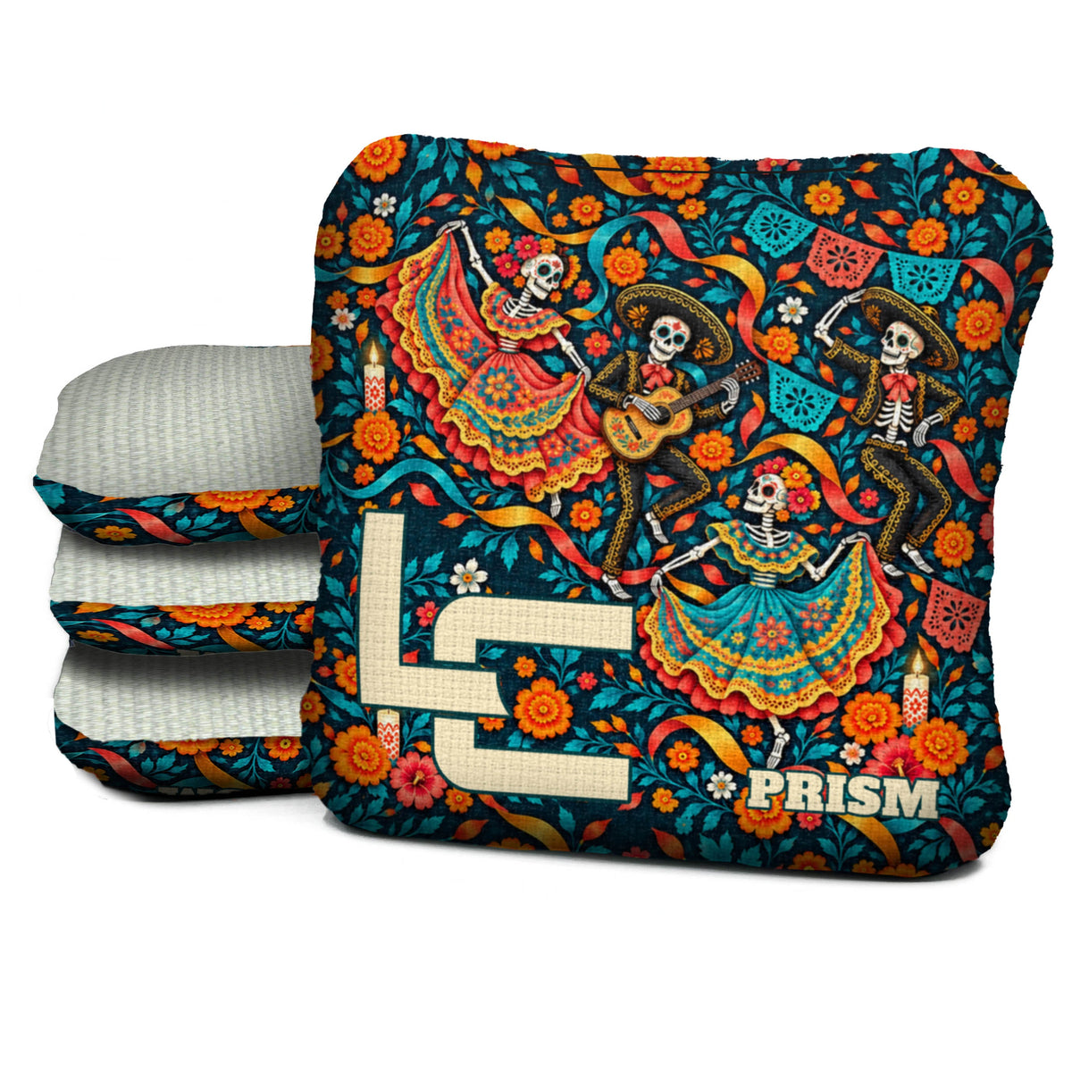 Calaca Fiesta Ribbons Cornhole Bags - Multiple Series - Set of 4