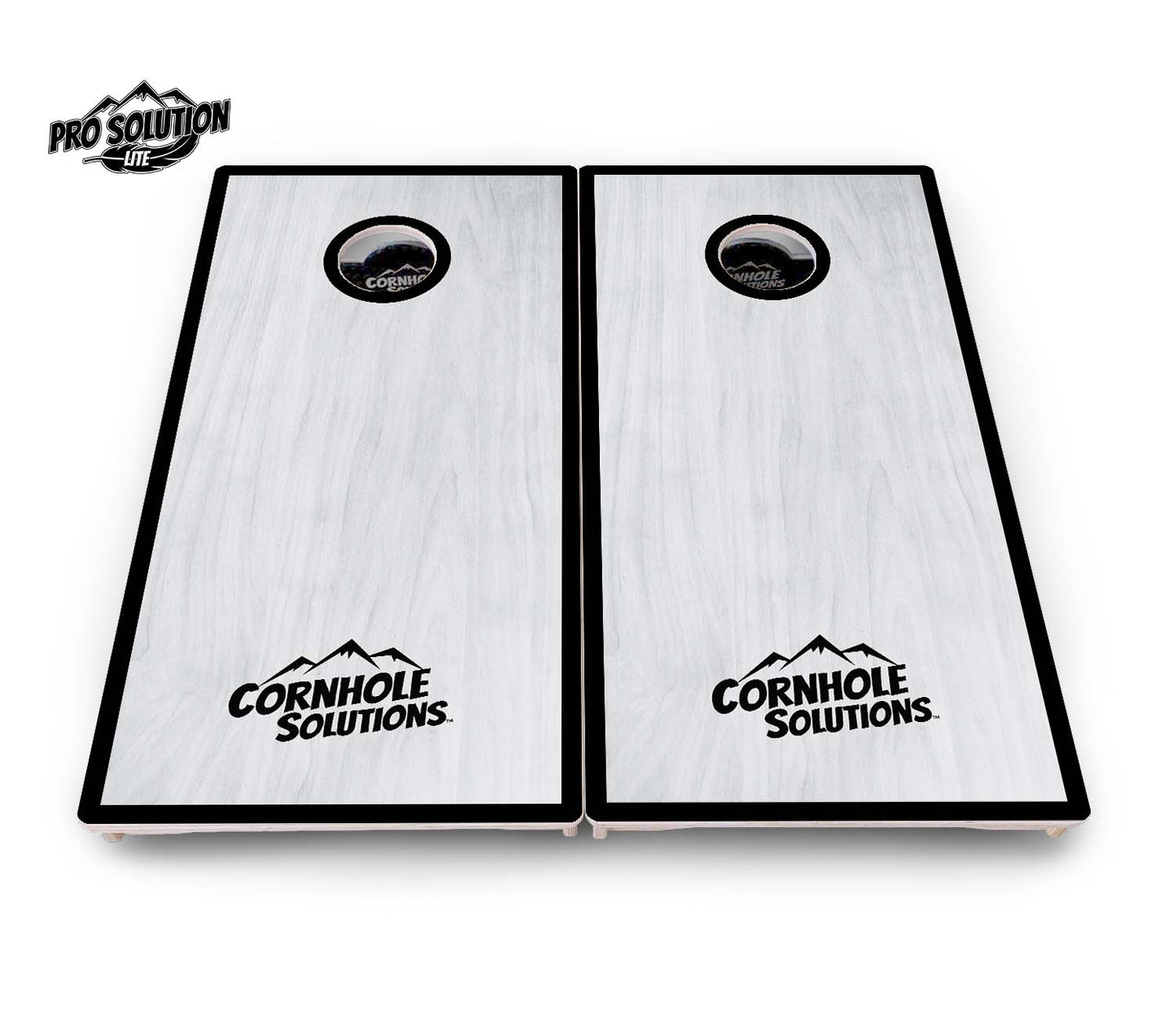 Red/Black Hole Ring Grey Wash Cornhole Boards - Pro Solution Lite Series