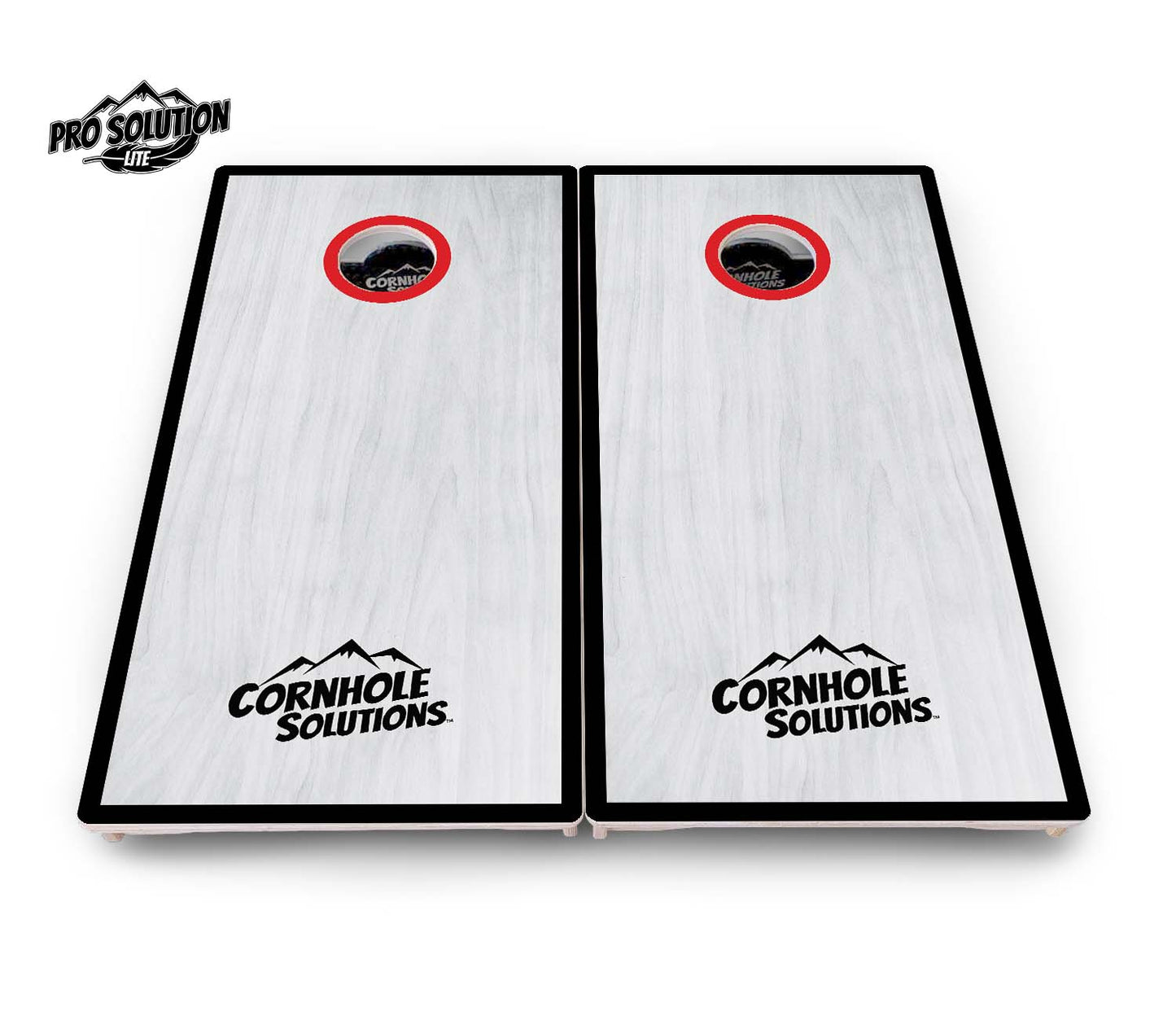 Red/Black Hole Ring Grey Wash Cornhole Boards - Pro Solution Lite Series