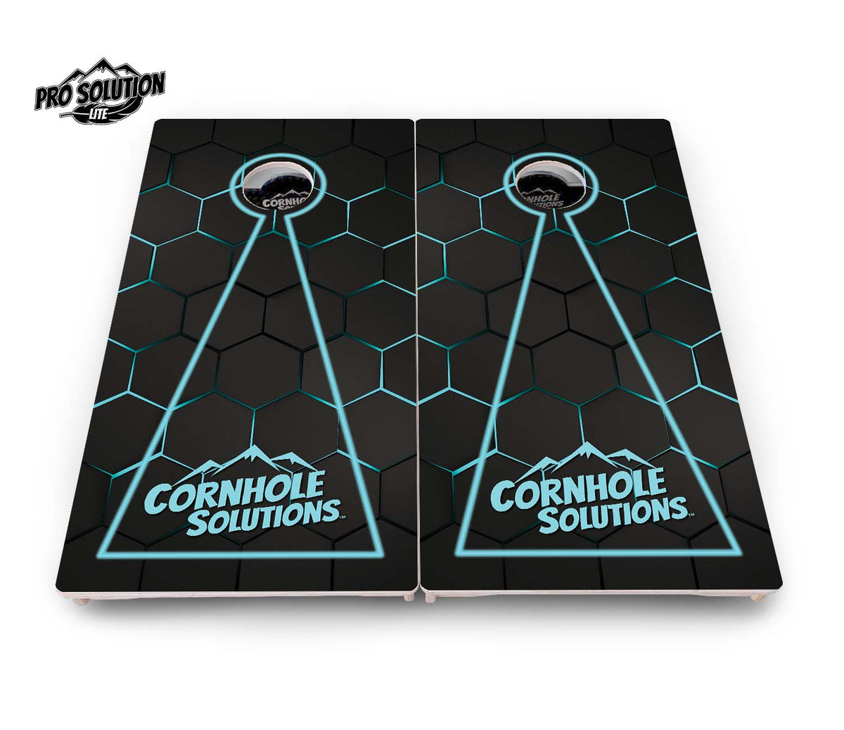 Glow Hole Black Cornhole Boards - Pro Solution Lite Series