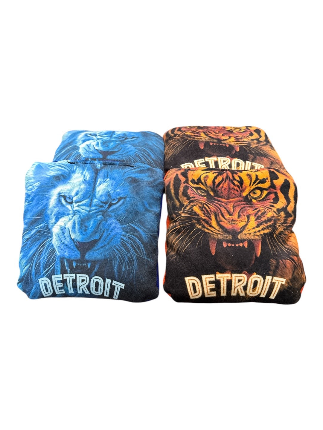 Mix Detroit Football/Baseball Cornhole Boards, Motor City Sports Lion and Tiger Fan