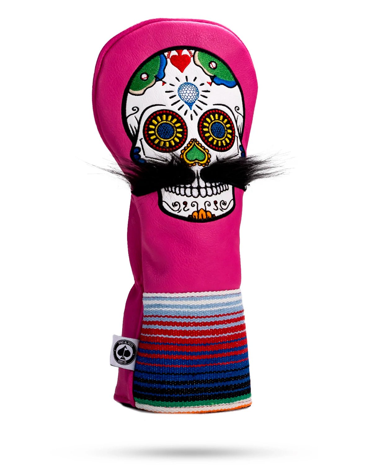 Pins and Aces Mustache Sugar Skull Driver Cover - Thumbnail 2