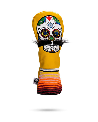 Mustache Sugar Skull - Fairway Cover Yellow