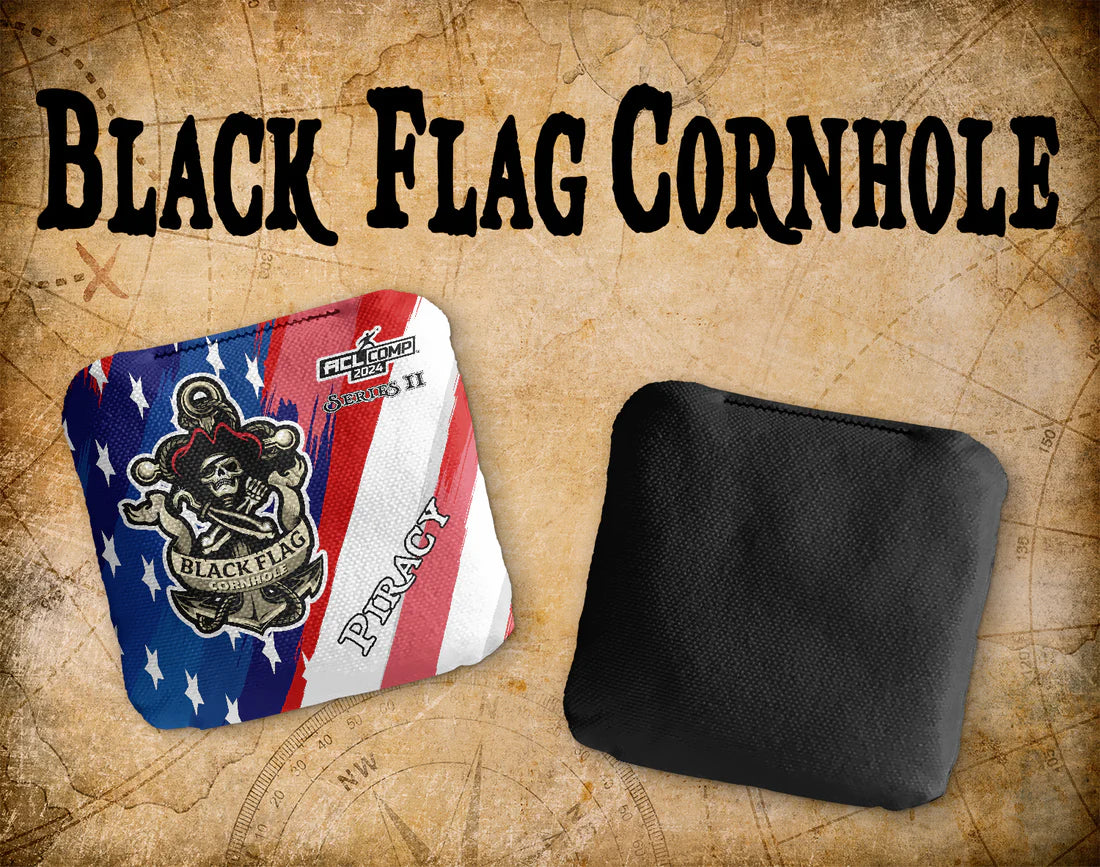Black Flag Cornhole Bags - American Flag ACL COMP Bags