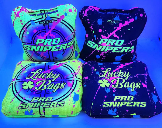Lucky Bags Cornhole Bags - Pro Sniper - Neon Splatter