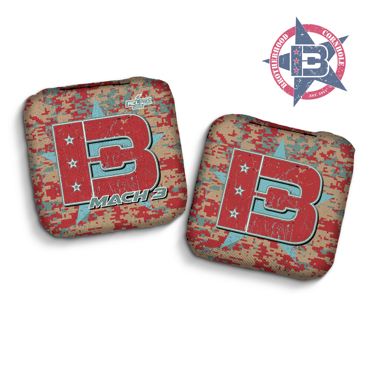 2025 Brotherhood Cornhole Mach 3 Camo Edition ACL Pro Stamped Cornhole Bags