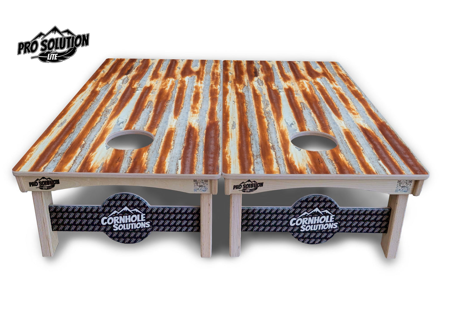Rustic Rusted Roof Cornhole Boards - Pro Solution Lite Series