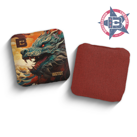 2025 Brotherhood Cornhole Sentry Blue Dragon Edition ACL Pro Stamped Cornhole Bags