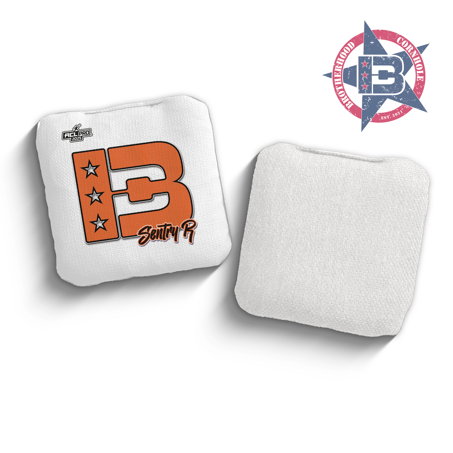 2025 Brotherhood Cornhole Sentry White Broadcast Edition ACL Pro Stamped Cornhole Bags