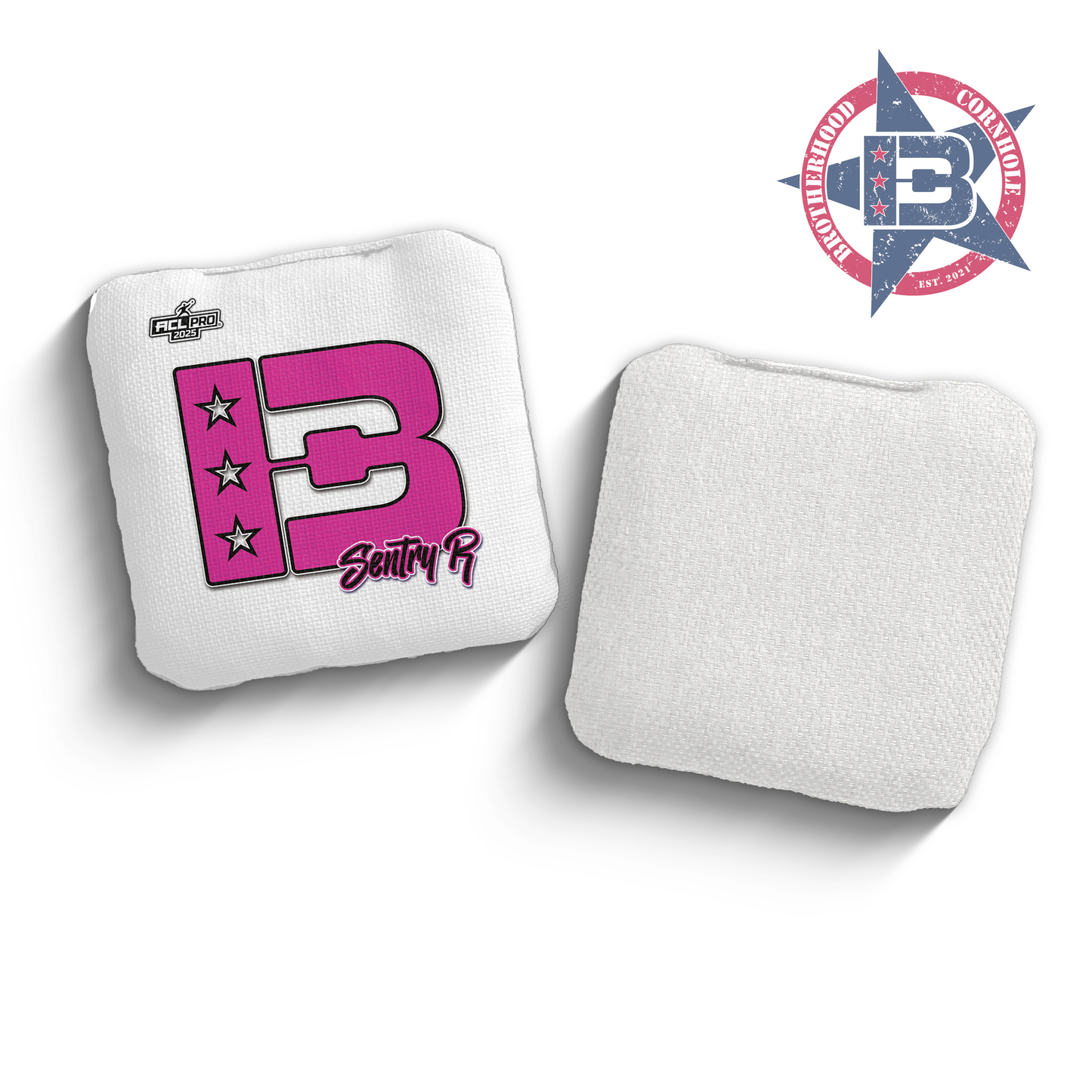 2025 Brotherhood Cornhole Sentry White Broadcast Edition ACL Pro Stamped Cornhole Bags