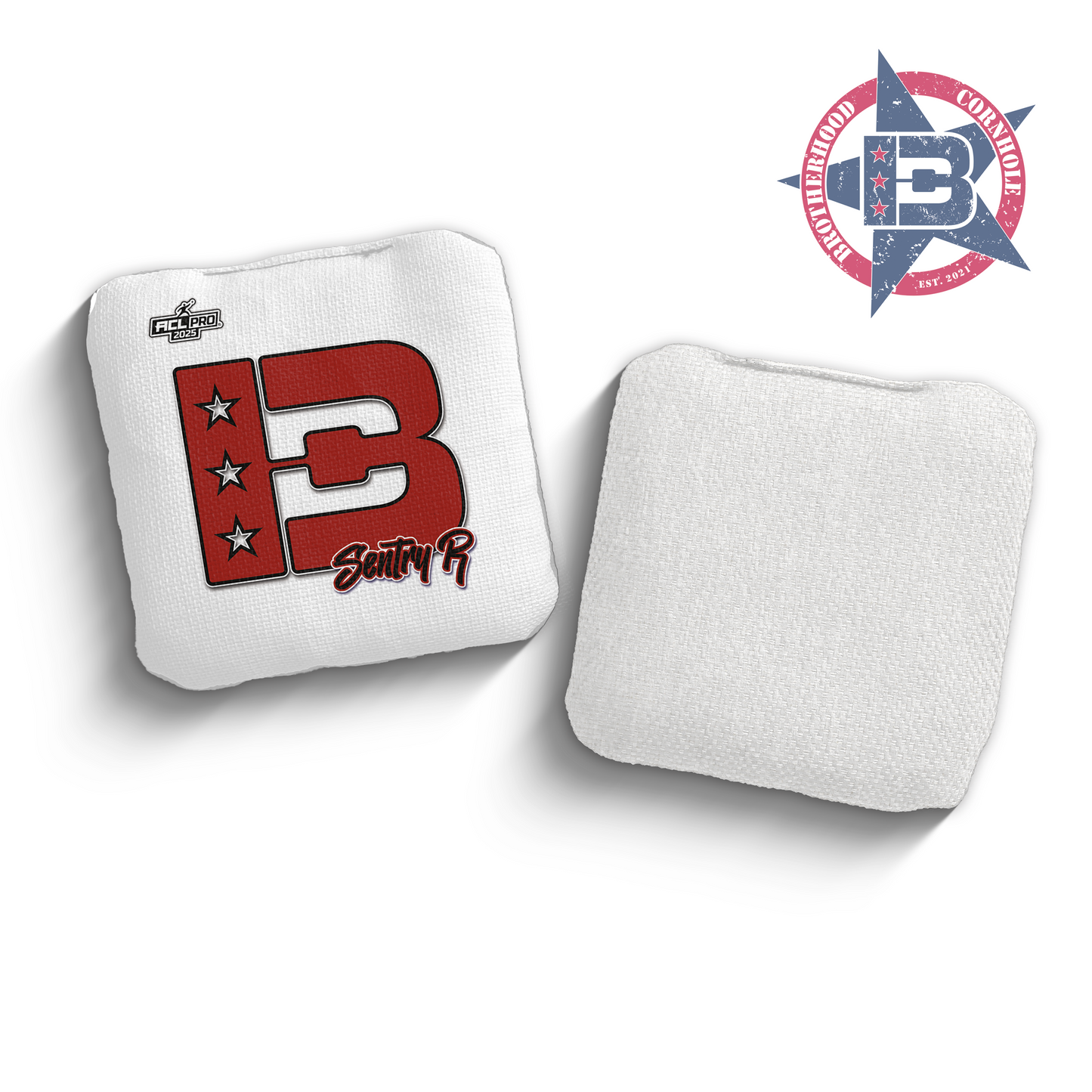 2025 Brotherhood Cornhole Sentry White Broadcast Edition ACL Pro Stamped Cornhole Bags