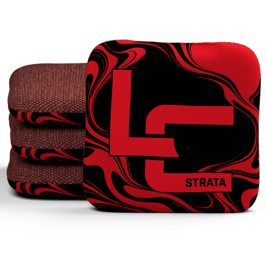 Mono Flow Black & Red — Strata Cornhole Bags — Set of 4