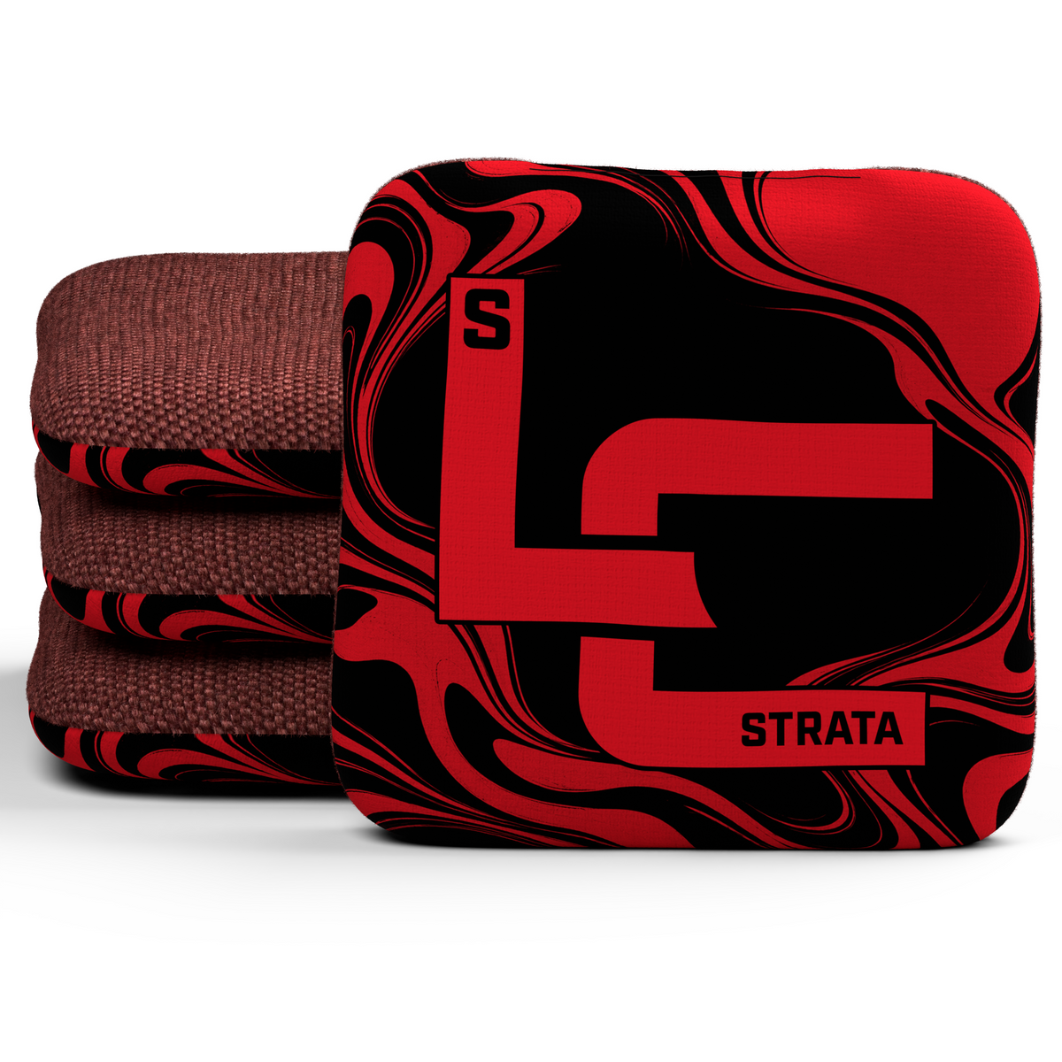 Mono Flow Black & Red — Strata Cornhole Bags — Set of 4