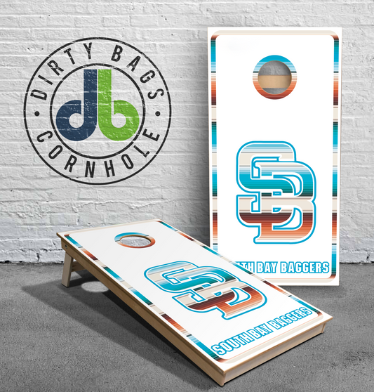 SBB Cornhole Boards - Sarape SB Logo White Board Design