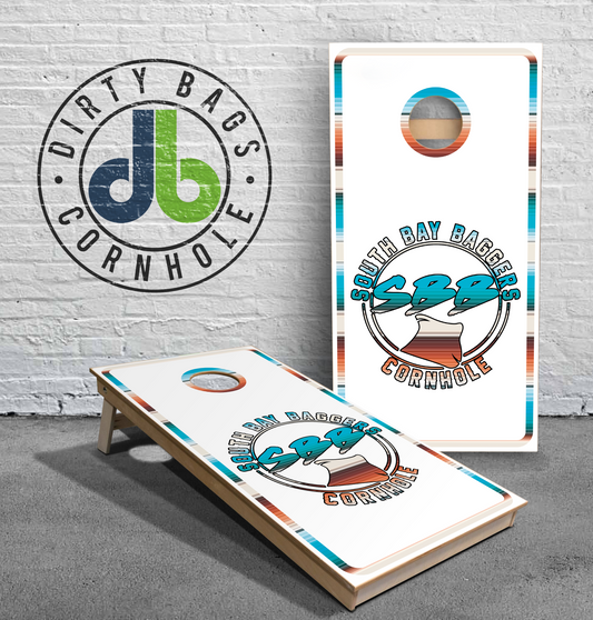 SBB Cornhole Boards - Sarape SBB Logo White Board Design