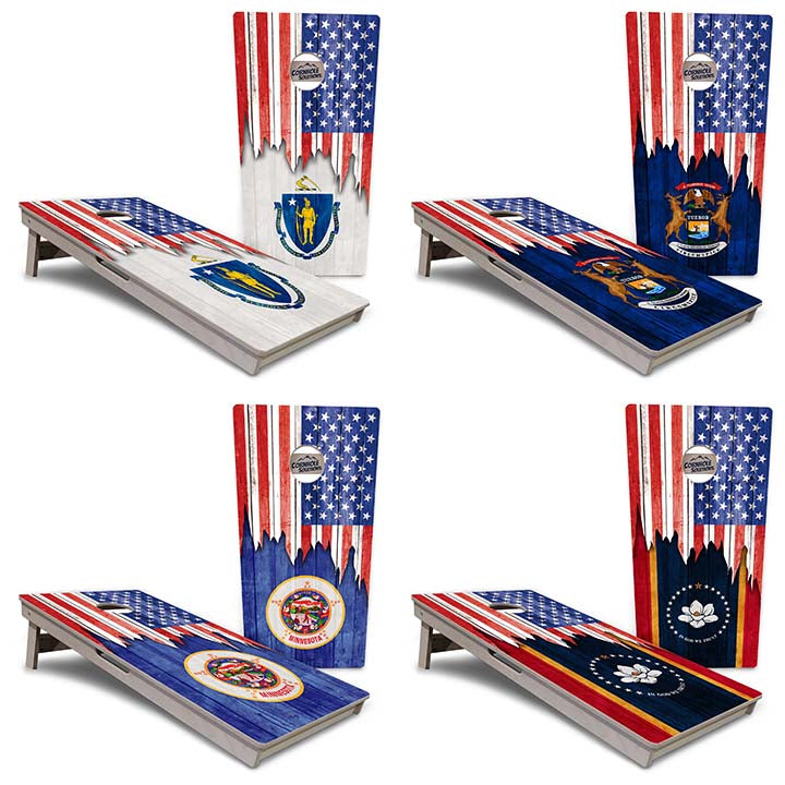 State Flags Massachusetts to New Jersey Cornhole Boards - Professional Tournament Series