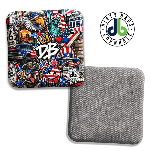 BG Sticker Bomb American White cornhole bags