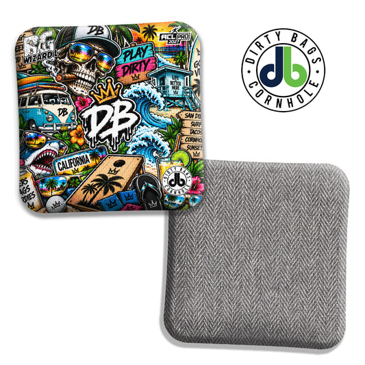 BG Sticker Bomb SoCal White cornhole bags
