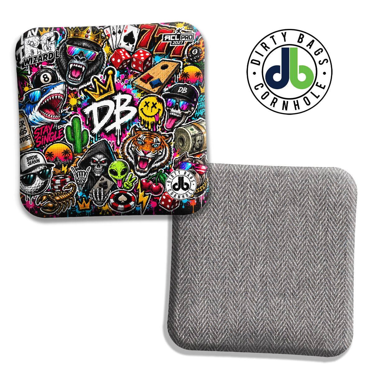 BG Sticker Bomb Black cornhole bags