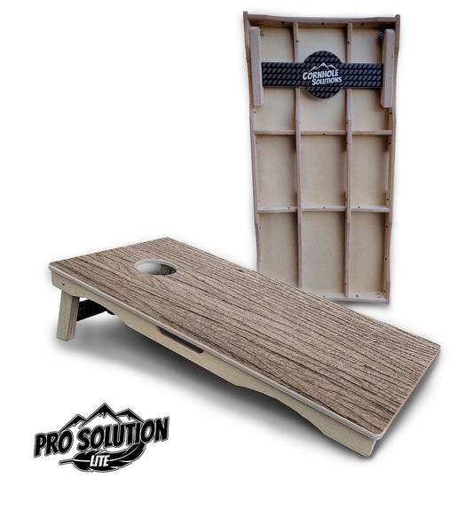 Tan Grey Wood Cornhole Boards - Pro Solution Lite Series