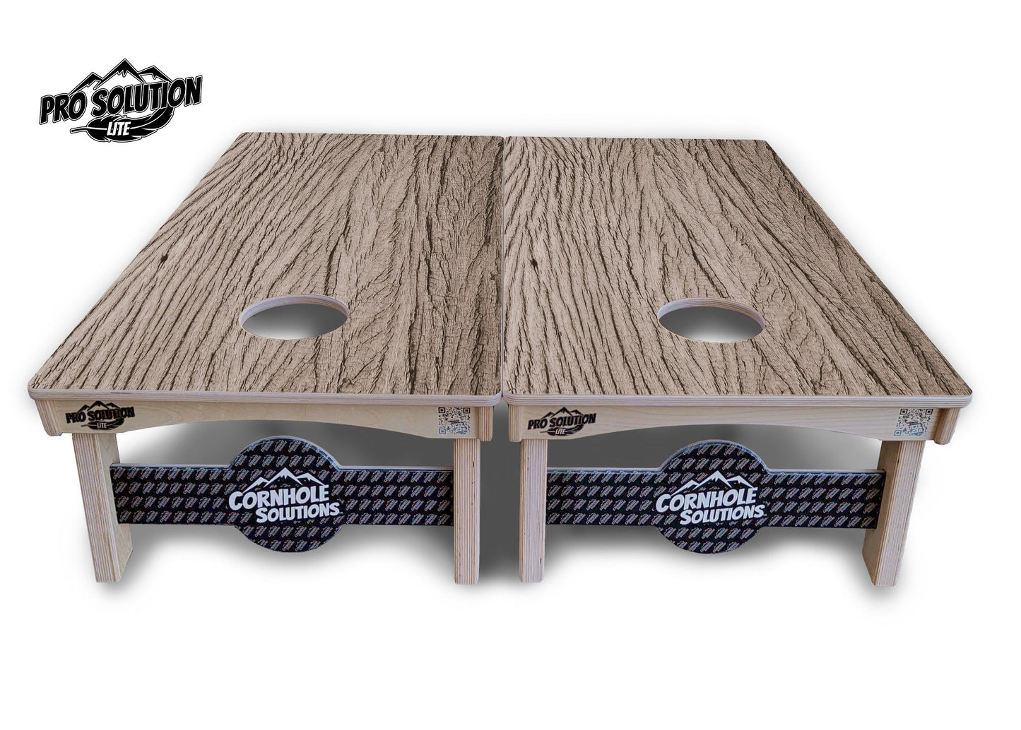 Tan Grey Wood Cornhole Boards - Pro Solution Lite Series