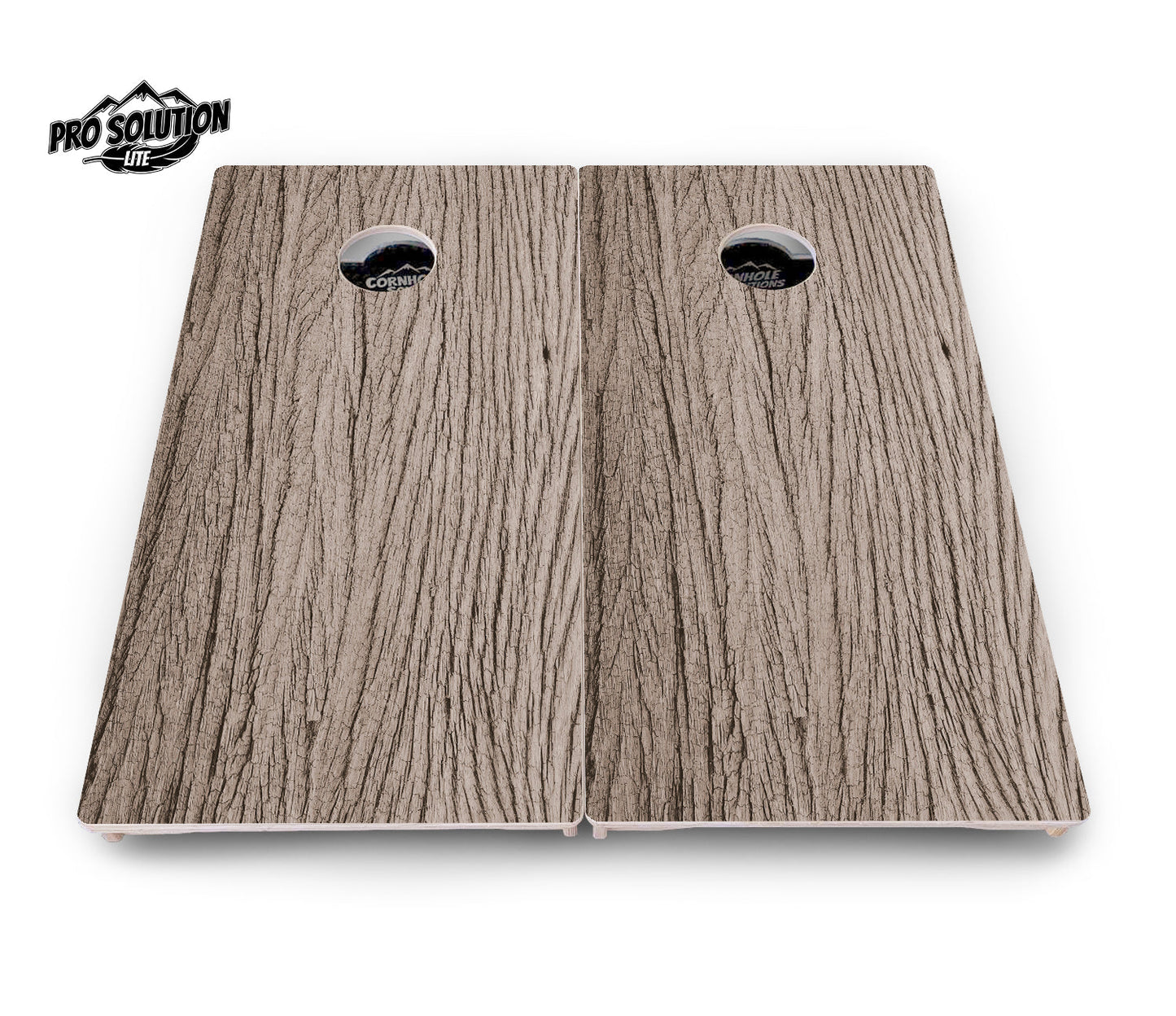 Tan Grey Wood Cornhole Boards - Pro Solution Lite Series
