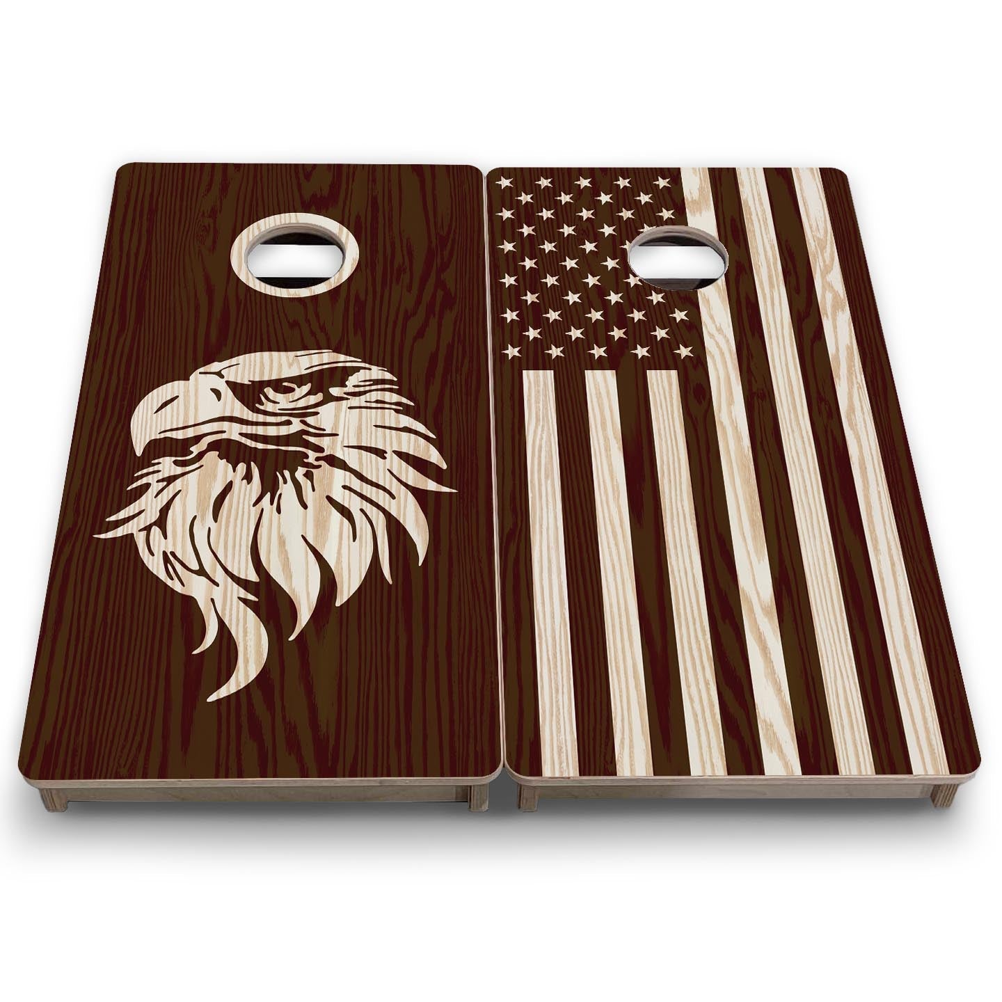Stain Eagle & Flag - Mini or Vacation Size Cornhole Boards