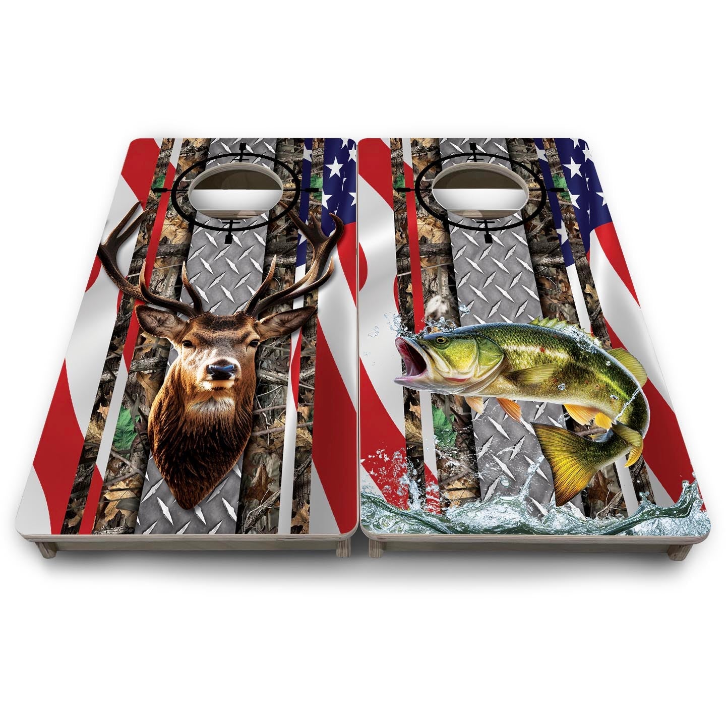 Scope Deer & Fish Flag - Mini or Vacation Size Cornhole Boards
