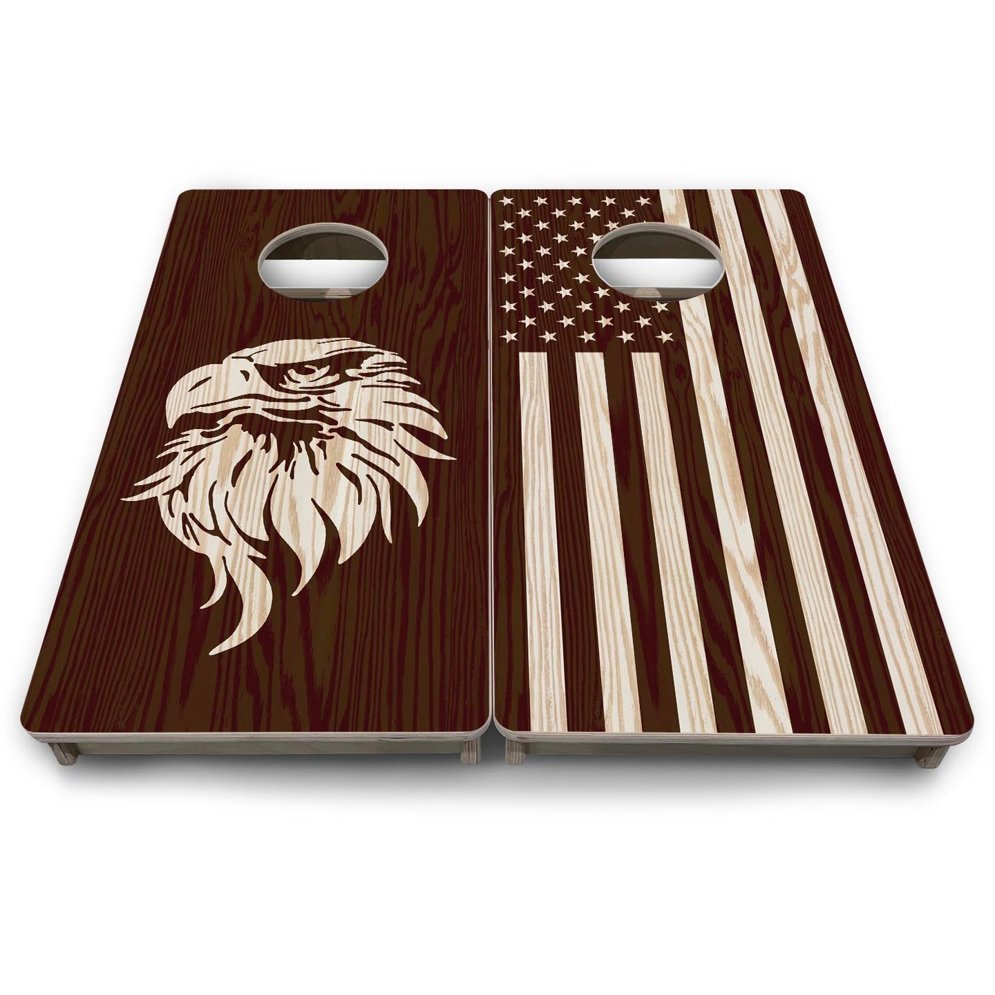 Stain Eagle & Flag - Mini or Vacation Size Cornhole Boards