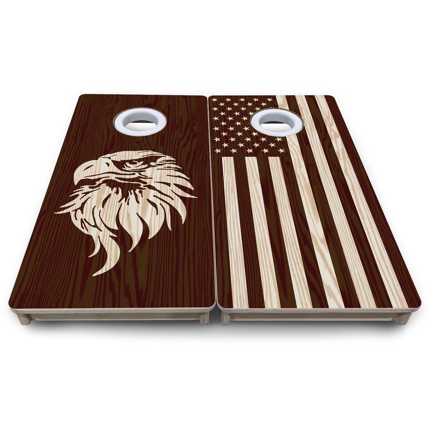 Stain Eagle & Flag - Mini or Vacation Size Cornhole Boards