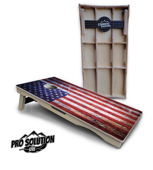 Weathered Flag Cornhole Boards - Pro Solution Lite Series