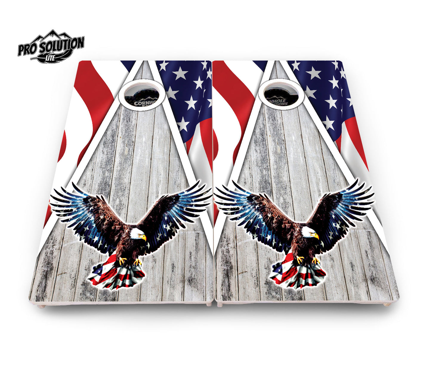 Eagle Triangle Whitewash Cornhole Boards - Pro Solution Lite Series