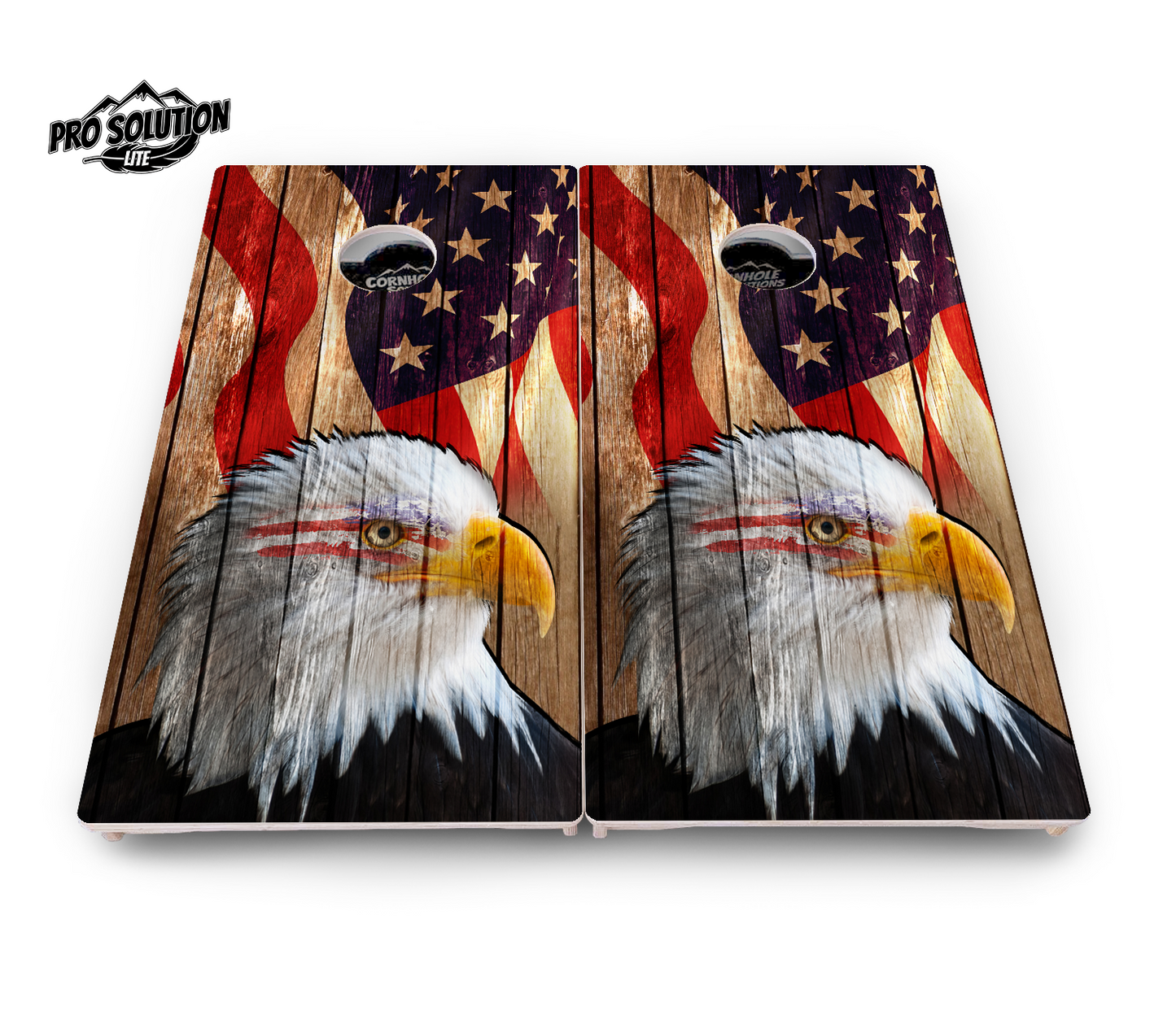 Wooden Eagle Flag Cornhole Boards - Pro Solution Lite Series