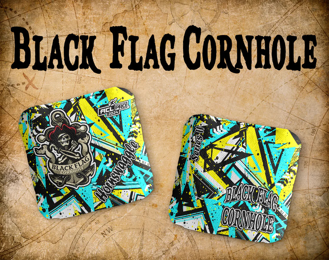 Black Flag Cornhole Bags - OG Grunge Yellow/Blue
