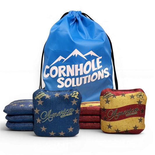 America Distressed Stars & Distressed Stripes - Pro Style REC Cornhole Bags – Regulation 6"x6" – Full Set of 8