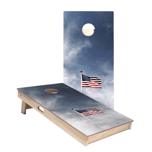 American Flag Pole Star Cornhole Boards