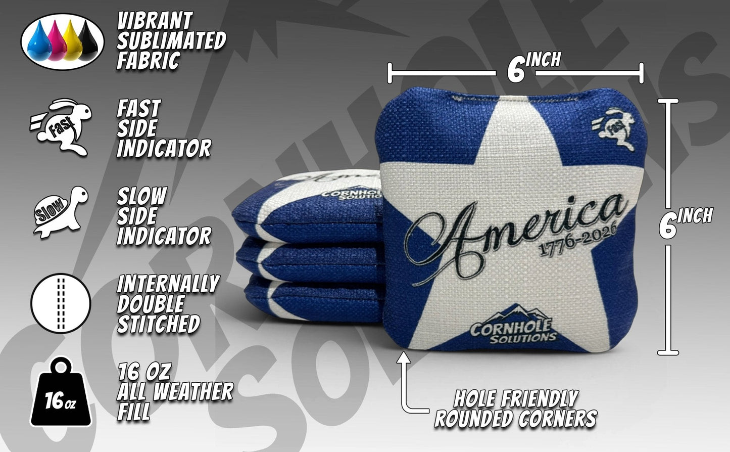 America Stars & Stripes - Pro Style REC Cornhole Bags – Regulation 6"x6" – Full Set of 8