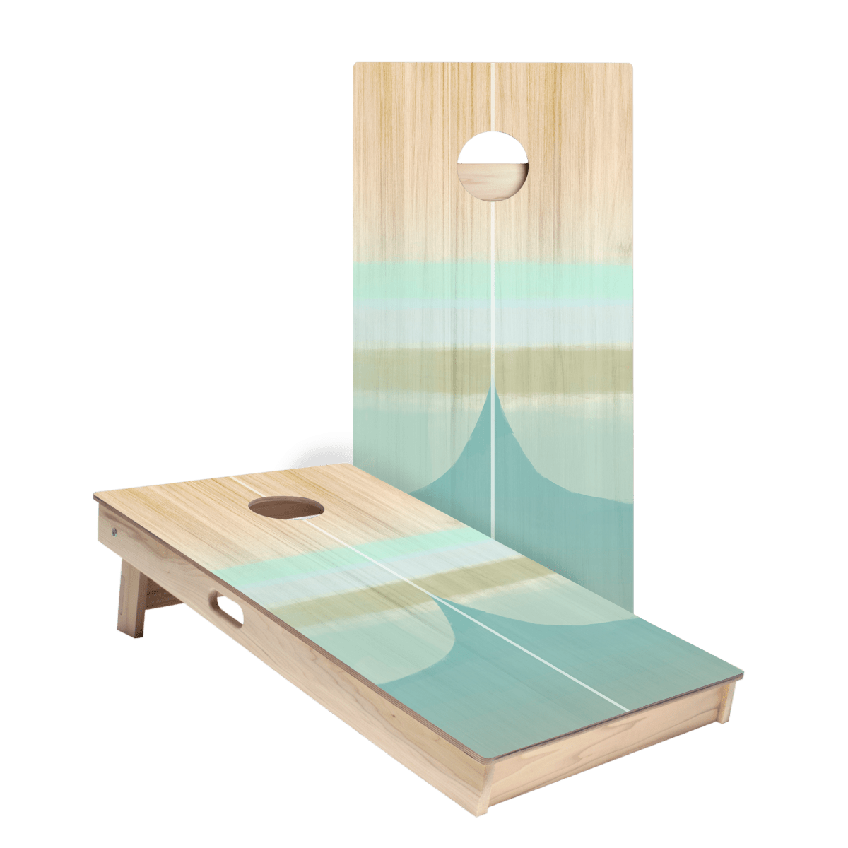 Bamboo Wood Watercolor Surf Star Cornhole Boards