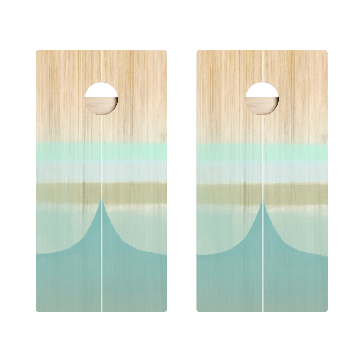 Bamboo Wood Watercolor Surf Star Cornhole Boards