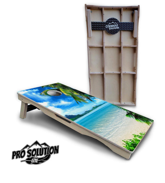Beach Mountain Scene Cornhole Boards - Pro Solution Lite Series