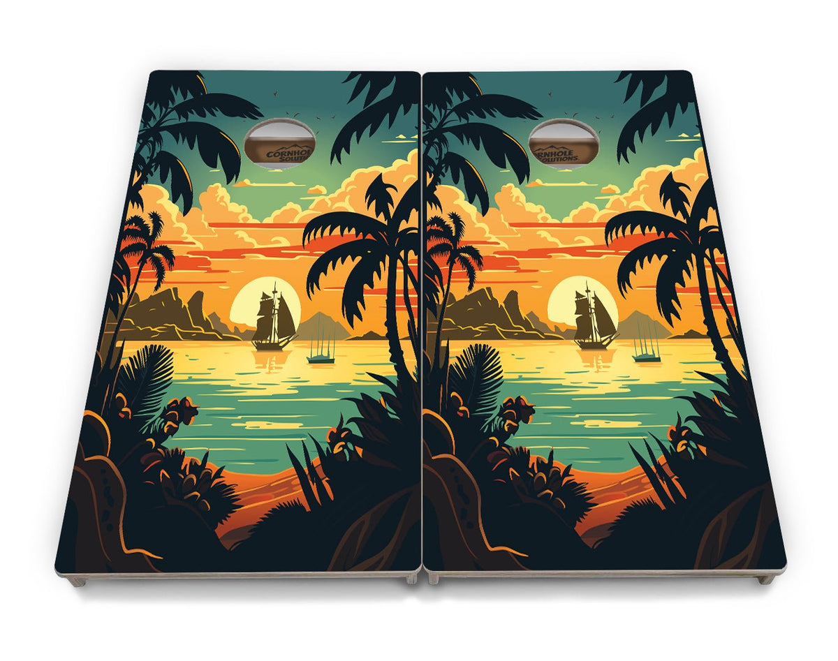 Beach Sunset Cornhole Boards – Tournament Series
