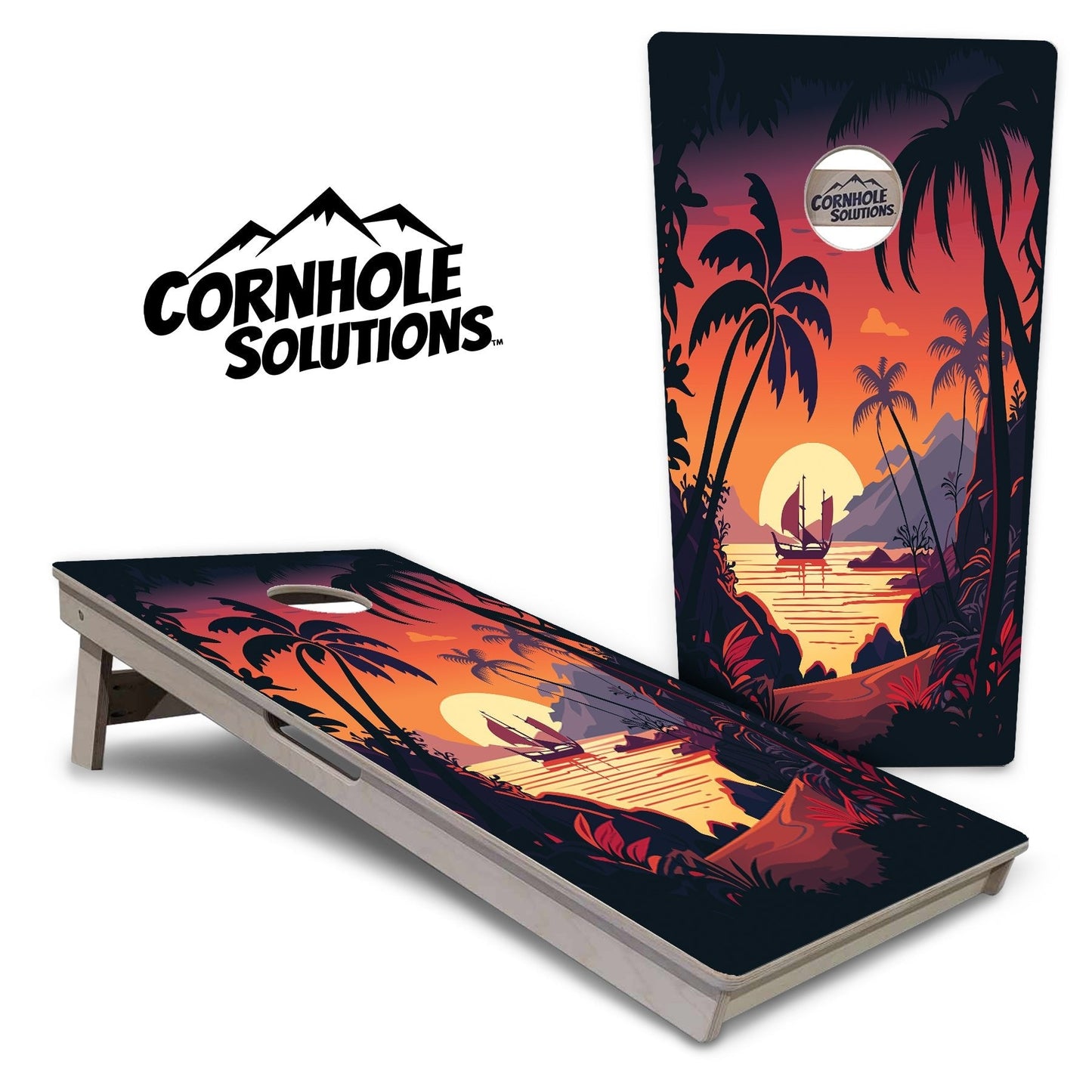 Beach Sunset - Cornhole Boards - 4 Designs - Tournament Series