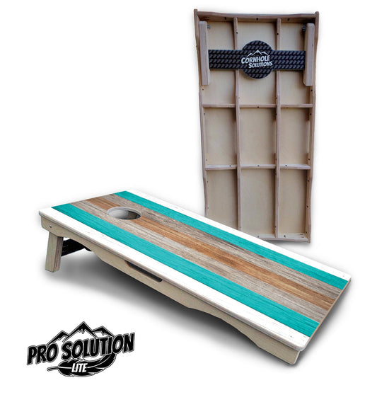 Beach Theme Stripe Cornhole Boards - Pro Solution Lite Series