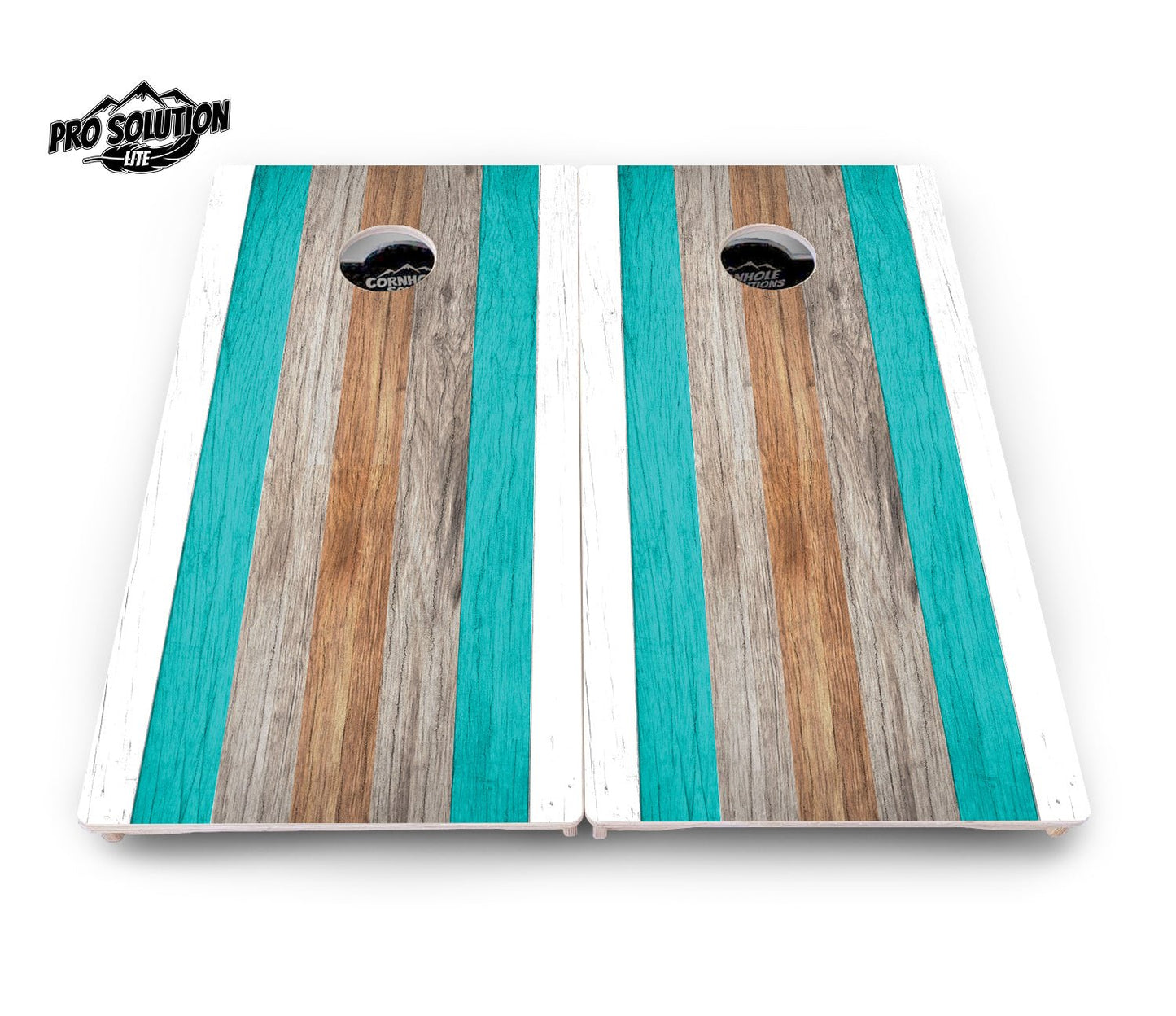 Beach Theme Stripe Cornhole Boards - Pro Solution Lite Series