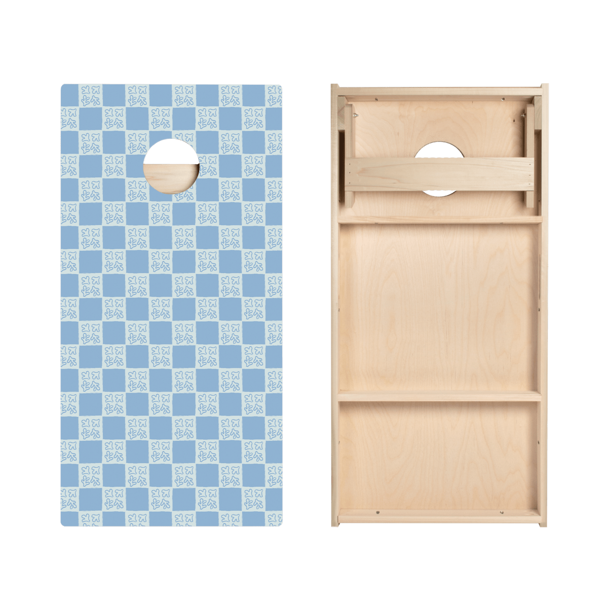 Beachy Blue Grid Star Cornhole Boards